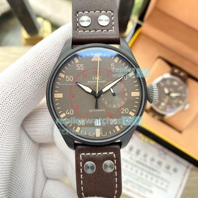 IWC Pilots Chronograph Top Gun Miramar Anthracite Dial Black Bezel Brown Leather Strap